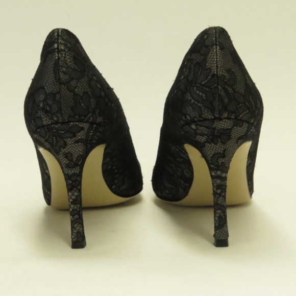 Manolo Blahnik Pump Black Lace & Gray Satin NEW - Picture 7 of 8